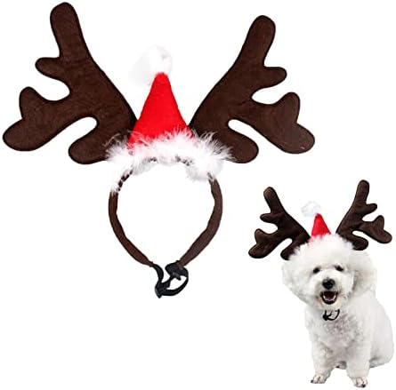 לבגדי חיות מחמד לחג המולד חג המולד לולאת שיער חום איילים חום קרניים בגימור חג המולד תלבושות מחמד לחג המולד אביזר שיער לכלבים