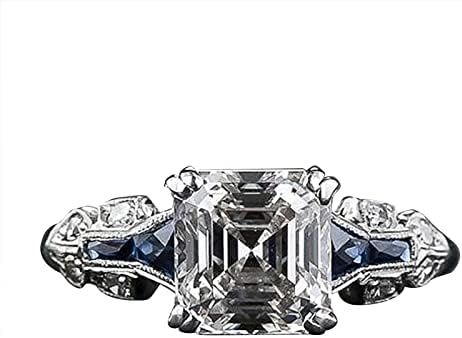 Dbylxmn אופנה מעודנת טבעת יהלום טרפזית לא סדירה לנשים טבעת אירוסין מתנות מתנות טבעות קוטג '