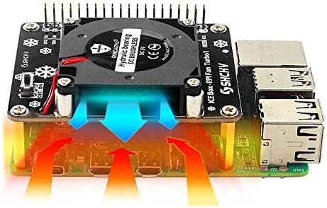 מאוורר קירור Mookeenone 5V GPIO עם מאוורר טורבו של אור LED עבור Raspberry Pi 4B/3B+/3B