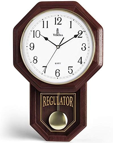 שעון קיר מטוטלת - שעון רגולטור - שעון קיר בית ספר מעץ עם מטוטלת - סוללת שעון מטוטלת מעץ מופעלת - שעוני קיר דקורטיביים