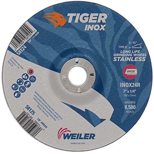 WEILER 58129 6 X 1/4 TIGER INOX סוג 27 גלגל השחיקה, INOX24R, 7/8 A.H.