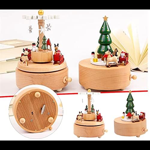 XJJZS קופסא מוזיקה מעץ מסיבת חג המולד חג המולד עץ קרוסלה קופסאות מוזיקה מתנה לחג המולד (צבע: A, גודל