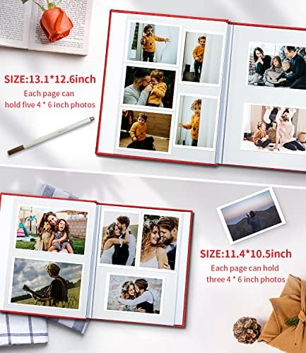 אלבום תמונות 60 עמודים ， ספר אלבום דבק עצמי לתמונה 4x6-8x10, אלבום זיכרון פשתן עטיפת DIY לספר אורחים חתונה