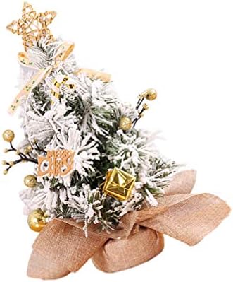 AMOSFUN 30 סמ שולחן טבלט מיני חג המולד עם בסיס עץ לבן נוהר קישוטי עץ מלאכותיים לקישוט מסיבות חג חג המולד זהב זהב