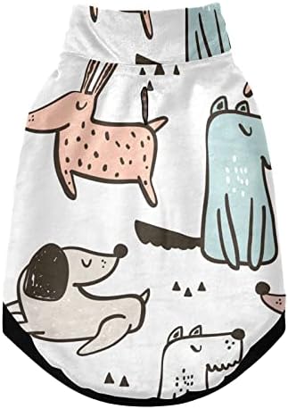 קיגאי כלבים מצוירים ביד חולצת כותנה של חתלתול חתלתול הדפס חמוד כותנה חמה פליס רכה ונוחה ללא שרוולים בגדים מחמד