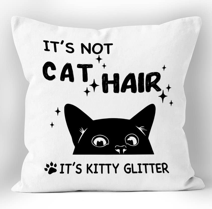 ציטוט מצחיק של Xuiswell זה לא שיער חתול זה קיטי נצנצים לזרוק כיסוי כרית, מקסים מציץ מתנות לחתול שחור לאוהבות החתולים