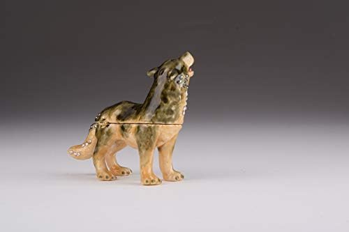 קרן קופל בראון זאב קופסת תכשיטים מעוטרת בקריסטלים סברובסקי מתנה ייחודית בעבודת יד WF1922