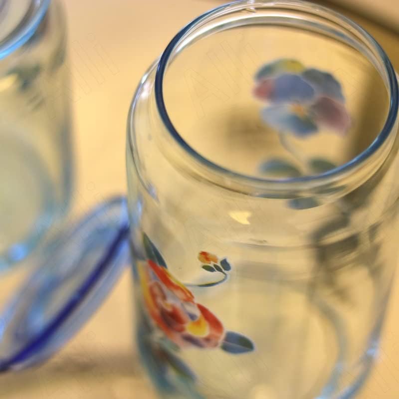 יפני זכוכית אחסון צנצנת סלון קפה שולחן פרח דפוס חטיף ארגונית שולחן העבודה יצירתיות סוכריות צנצנות