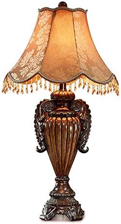 מנורת שולחן רטרו אירופית של Ammiki, אור שולחן שרף מיטה בחדר שינה, סלון, תאורת קישוט עתיק, אור לילה, מנורה, אורות שולחן