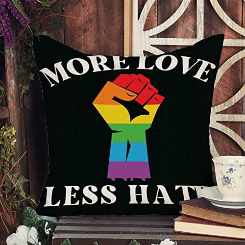 קשת גאווה לסבית הומוסקסואלי להטבים לזרוק כרית כיסוי יותר אהבה פחות כרית שנאה מכסה כרית כיסוי