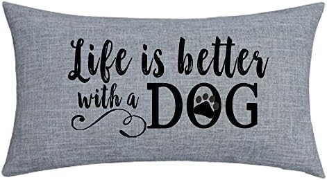 מתנה נחמדה עם מילים מעוררות השראה החיים טובים יותר עם מותן כלב המותני זריקת כרית כרית כרית כרית כרית לספה מלבן