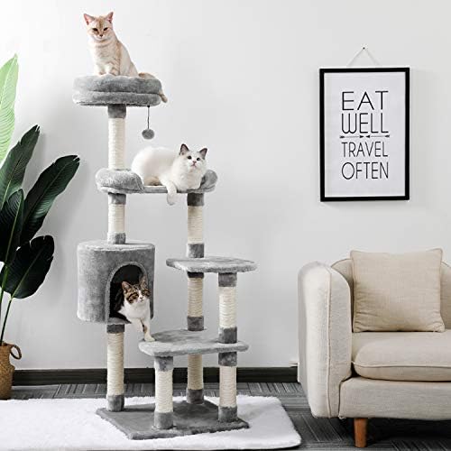 הקארי חתול עץ חתול מגדל עבור מקורה חתולי חתול גרוד עבור כל קטן-בינוני-גודל חתולים 55 ב חתול מגדלי עם דירה מיטה