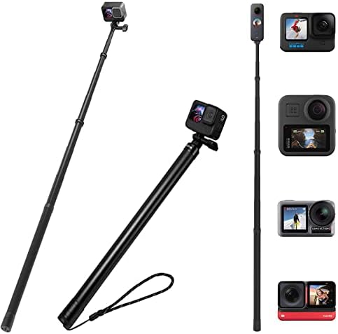 טלזין אולטרה מקל של selfie ארוך תואם ל- GoPro Hero11/10/9/8/max/7/6/5 ， Insta 360 One R/rs x2/x3, אוסמו פעולת, 6 אורכים