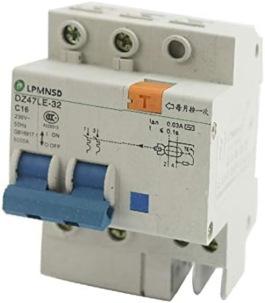 X-DREE AC 230V 16A 6000A 2POLE מפסק הגנה על דליפה חשמלית (Interttore di Protezione da DeSsione elettrica A 2 Poli AC 230