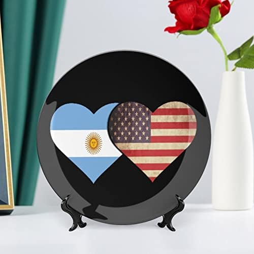 דגל ארגנטינה ודגל ארהב דגל קרמיקה צלחת דקורטיבית עם עמדת תצוגה תלויה מתנות חגיגיות לחתונה בהתאמה אישית לחתונה לזוג הורים
