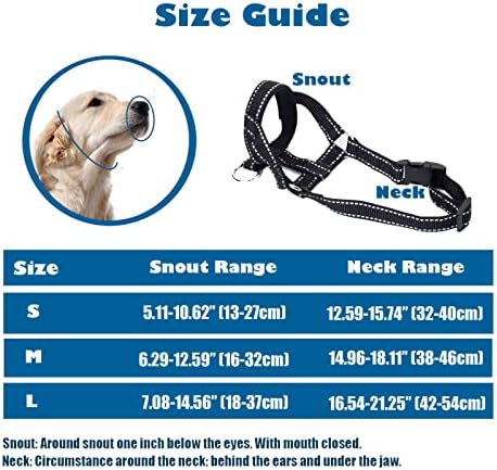 צווארון ראש כלב, צווארון ראש עם רצועה רפלקטיבית כדי להפסיק למשוך לכלבים בינוניים וגדולים, מתכווננים