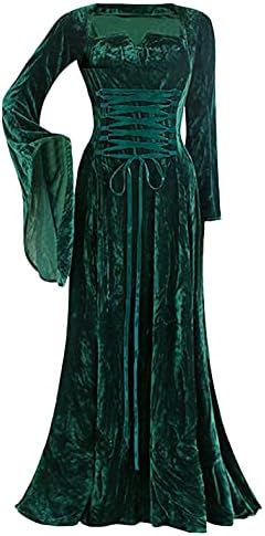 נשים רנסנס מימי הביניים תלבושות שמלת קטיפה גותי תחבושת מקסי ארוך שמלות בתוספת גודל קוספליי רטרו שמלת של-5