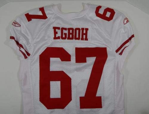 2009 סן פרנסיסקו 49ers Pannel Egboh 67 משחק הונפק ג'רזי לבן DP06208 - משחק NFL לא חתום משומש גופיות