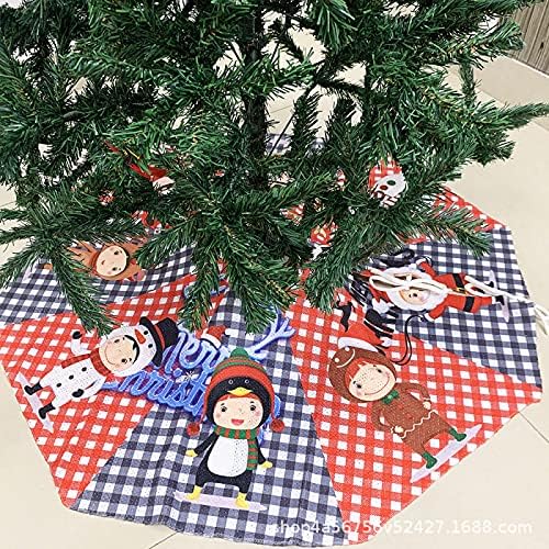 חצאיות עץ חג המולד של Huijie - קישוט חג המולד קישוט מפלגת מתנה מצויר חצאית עץ חוט סריגה מודפסת, סידור קישוטים של