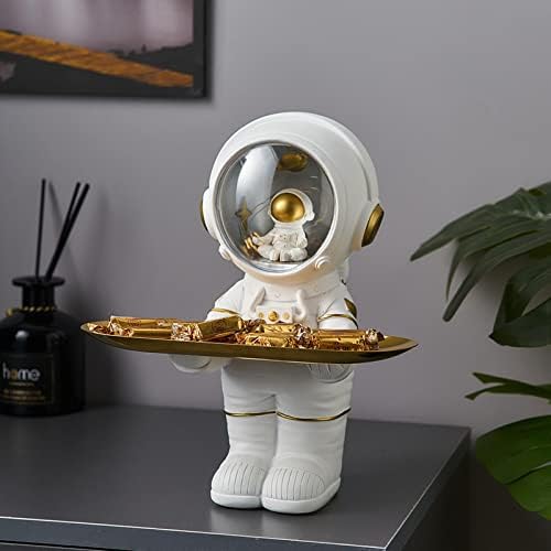 Yayong אסטרונאוט פסל אחסון מגש שולחן אוסף כניסה למחזיק מפתח מגש פסל שרף לקישוט חדר שינה בסלון ביתי