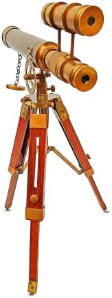 טלסקופ פליז על Tripode Stand - וינטג 'עתיק שימושי בעיצוב הבית