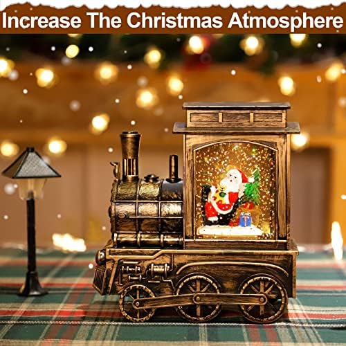 שירה מוזיקלית מוארת רכבת חג המולד שלג גלובוס פנס קישוט עם טיימר 8 שירים שירים סנטה קלאוס קופסת מתנה USB או סוללה
