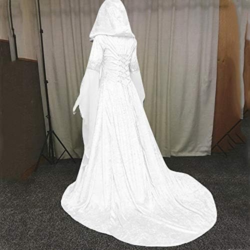 רנסנס שמלה, נשים בציר ברדס מכשפה גלימת שמלת חצוצרת שרוול מימי הביניים חתונה שמלת ליל כל הקדושים קוספליי שמלה