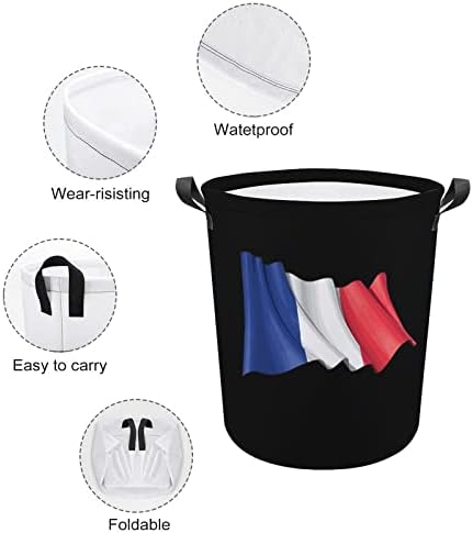 צרפת דגל סל כביסה מתקפל סל כביסה סל אחסון תיק עם ידיות