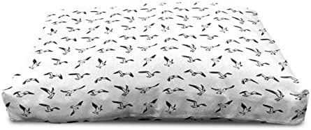 שחפים ים לונאנים בית חיות מחמד מעץ, סקיצה מונוכרום בסגנון אמנות ציפורים מעופפות דפוס עופות ים רומנטי
