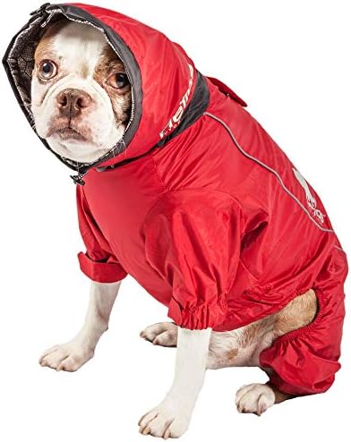 'Doghelios' Weather-King 'עמיד לרוח אטום לרוח ומבודד מתכוונן מעיל כלב מחמד מלא מעיל עם טכנולוגיית שימור חום, X-Small, אדום