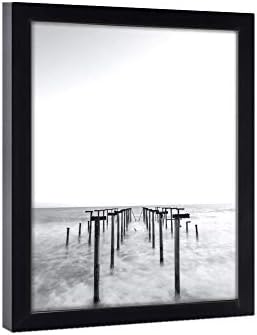 מסגרת תמונה 9x12 מודרנית עץ שחור זכוכית אמיתית - קיר גלריה תלוי 9 x 12 מסגרת צילום - פוסטר הדפסת אמנות קיר 12x9 אינץ '