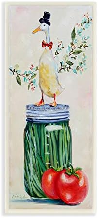 תעשיות סטופל אווז גברי על צנצנת חמוצים מטבח מקסים, עיצוב מאת קארן וובר ארט אמנות לוח קיר, 7 x 17, בז '