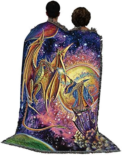 קוסם קסמים טהורים של קסמים ושמיכת דרקון על ידי מיילס פינקני - שטיחי פנטזיה של מתנה זורקים ארוגים מכותנה - תוצרת ארהב