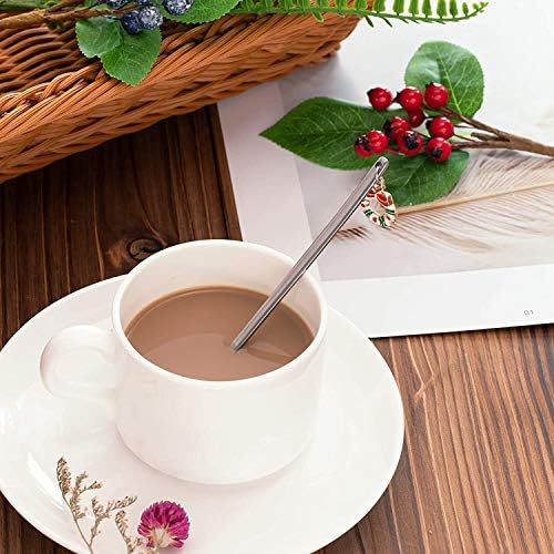 Hosmide 6 חלקים כף חג המולד כף שולחן כפית נירוסטה מיני עם קופסת אריזה למרק תה קפה סוכר קינוח קינוח גלידת חג המולד מתנה