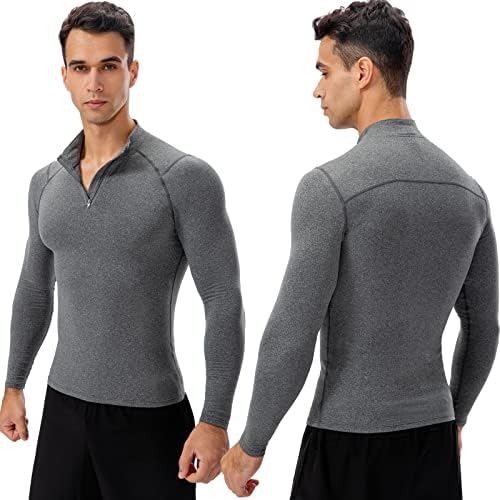 גברים של צמר סוודר רוכסן רבעון תרמית חולצות שרוול ארוך ריצה אתלטי חולצות