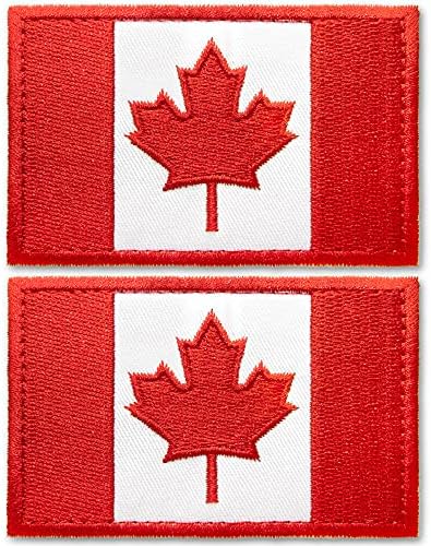 אנלי טקטי טקטי דגל קנדה טלאים רקומים - 2 x 3 דגל קנדי ​​אחיד צבאי אח מדים תפור על טלאי סמל - מחברים לולאה וו נצמדים לכובעים