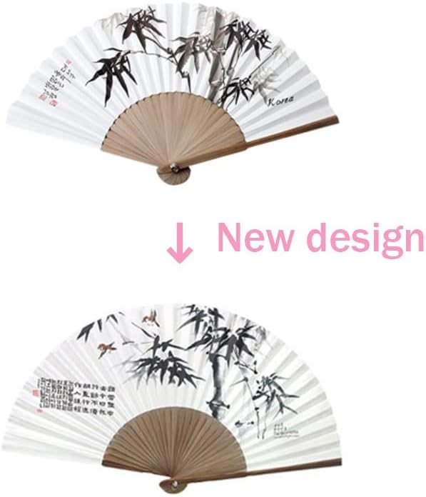 במבוק מסורתי קוריאני Hanji Hand Fan + מארז מתנה לנייר מתקפל מתקפל גדול