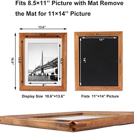 Fzyonghe 11x14 מסגרת תמונה תצוגה תמונות עם מחצלת 8.5x11 או 11x14 ללא מחצלת, אנכית או אופקית לתצוגת קיר או שולחן