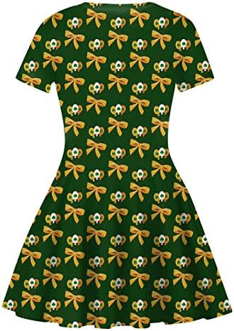 שמלת יום פטריק של דיגויט סנט פטריק ， שמלת חולצה סקסית הדפס אלגנטי צוות קז'ואל צוואר שרוול קצר פלוס שמלת MIDI בגודל
