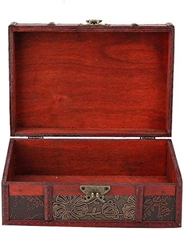 קופסת אחסון מעץ Cyrank וינטג 'קופסת עץ עם מכסה צירים קופסת תכשיטים וינטג