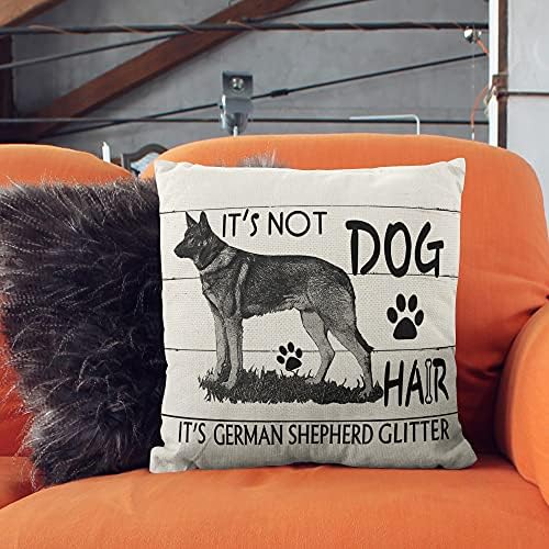 M-Qizi זה לא שיער כלב זה רועה גרמני נצנצים מארז כרית, מתנות חובבי כלבים, מתנות חובבי כלבים רועה גרמני, 18X18 אינץ