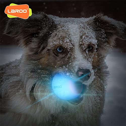 LAROO LED כדור כלבים, צעצועי כלבים סיליקון זוהר כדור כלב הוביל כדור כלב עם USB נטען זוהר בכדור הכדור הכלב הכהה שיניים