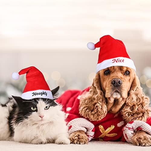 4 חתיכות כובע סנטה כלב מצחיק כובעי חג המולד מצחיקים תלבושות חיית מחמד מתכווננות למדיום קטן גדול וכלבים