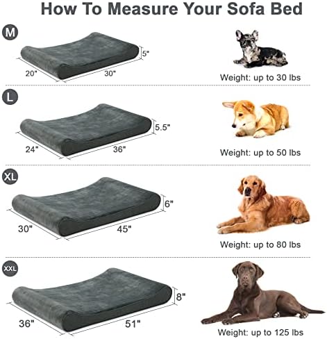 מיטת כלבים אורטופדית לכלבים גדולים, מיטות כלבים קצף זיכרון רחיץ, מיטת ספה לכלבים עם חיזוק נוח, ספת מיטה לחיות מחמד עם בטנה