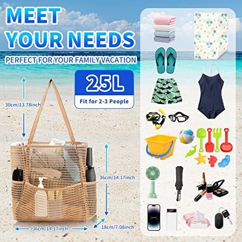 טיברוני רשת חוף תיק נשים, גדול במיוחד חוף שקיות, בריכת תיק, כתף תיק עבור חוף קניות נסיעות חופשה