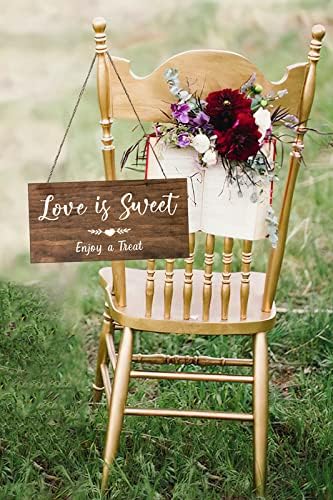 אהבה היא מתוקה ליהנות משלט פינוקים - 4 '' x 8 '' שלט טבעת - שלט עץ לחתונה - טקס חתונה - שלט חתונה עץ כפרי - שלט חתונה