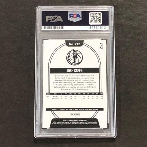 2020-21 Panini NBA Hoops 212 Josh Green Card חתום Auto PSA Slabbed RC Maveric - Hockey Slabped כרטיסי טירון עם