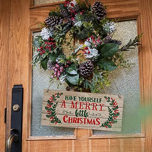 וו דלת חג המולד שלט תלוי ， סימני קישוטים לחורף עץ קיר ， קישוט דקורטיבי חיצוני מקורה לבית, לכיתה, למשרד