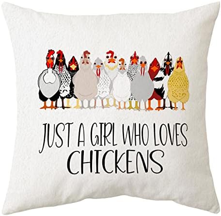 קישוטי ציפוי עוף של סידהא בית קישוטי ציפוי עוף לבית, רק ילדה שאוהבת תרנגולות לזרוק כיסוי כרית 18 x18, מתנות חובבי