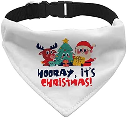 צווארון בנדנה מחמד עם נושא חג המולד - צווארון צעיף מצחיק - כלב מצויר בנדנה - XL